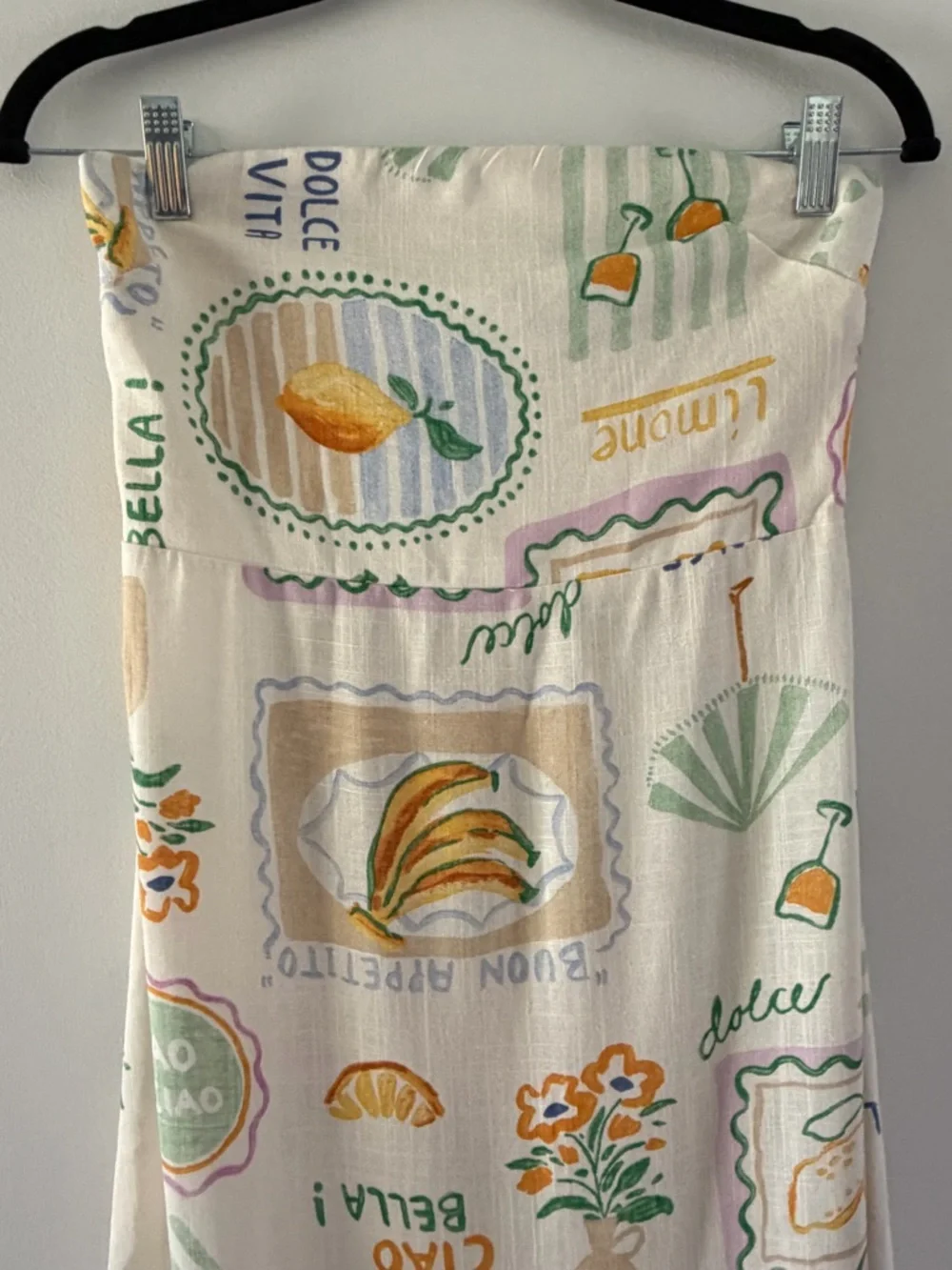 Anthropologie Paper Heart La Dolce Vita Strapless Citrus Print Linen Maxi Dress - Picture 3 of 12